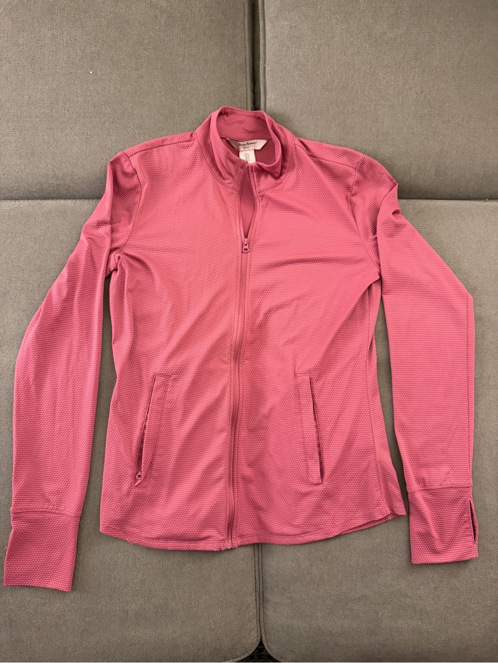Tommy Bahama Golf Women’s Small Pink Textured Full Zip Jacket Thumbholes